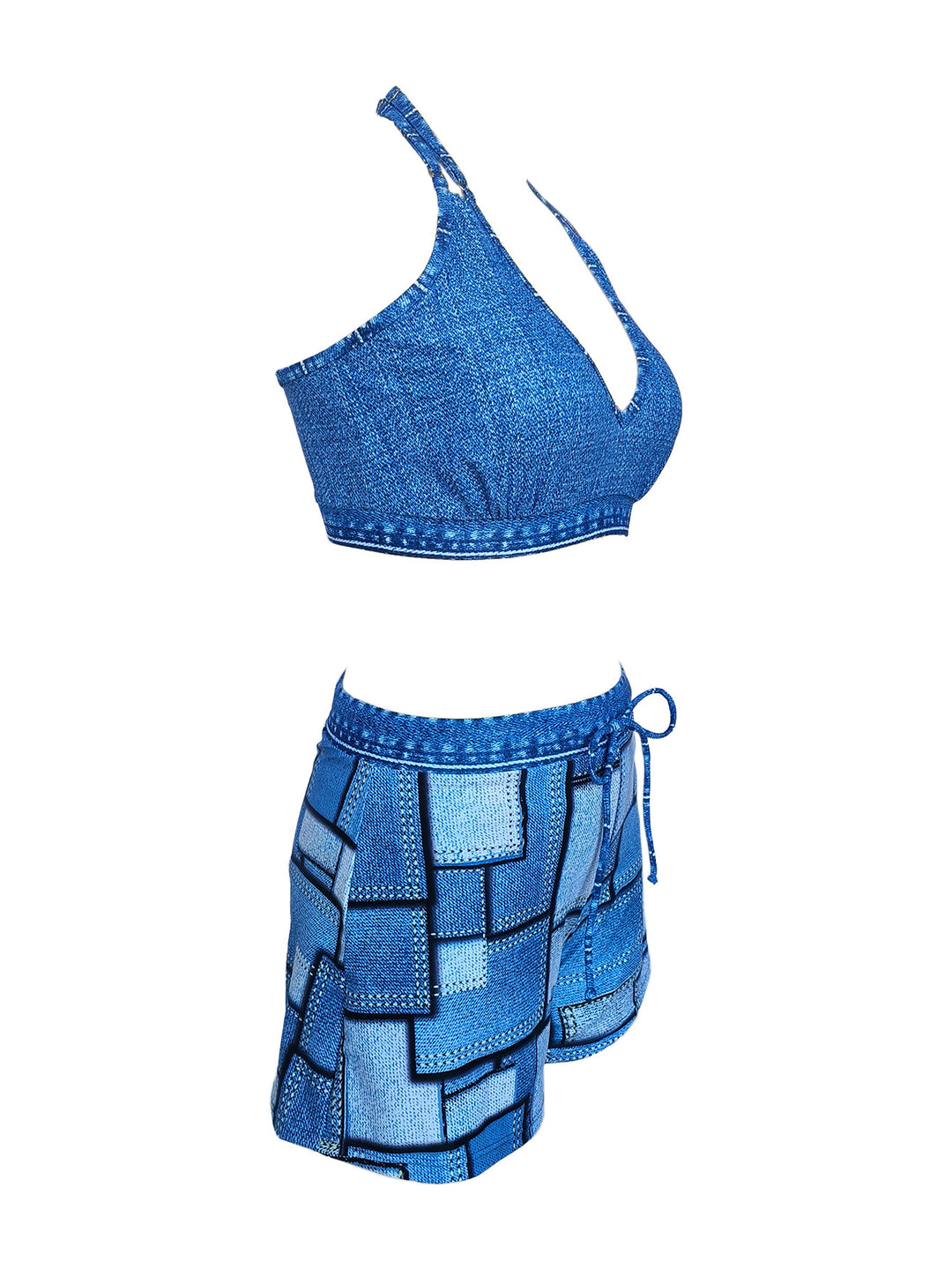 Dame Bikiniset med sporty snit og trendy denim-mønster Stilla