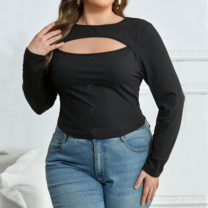 Dame tætsiddende langærmet body med moderne cut-out-design Stilla