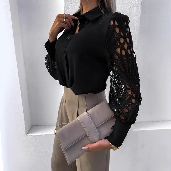 Dame elegant bluse med spids ærmer Stilla