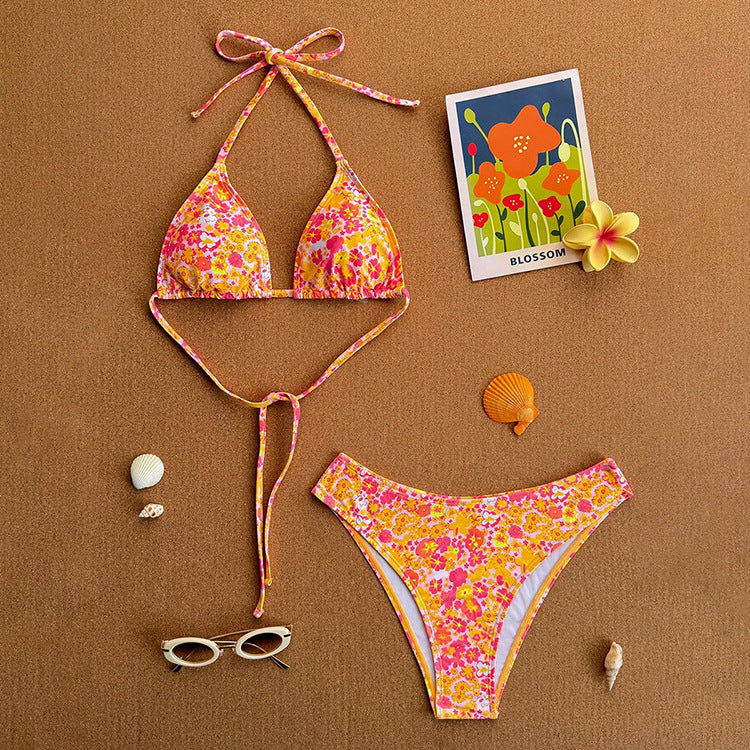 Dame triangel-bikini med dekorative prikker Skovae