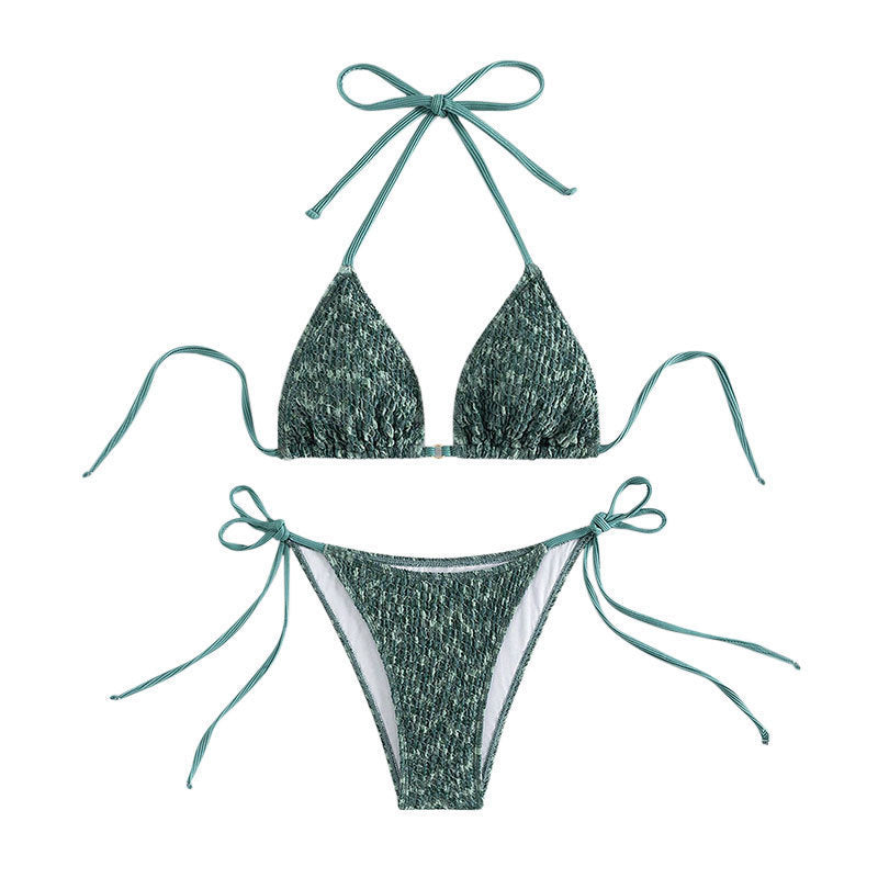 Dame Triangel-Bikini med elegante bindebånd og ribbet tekstur Skovae