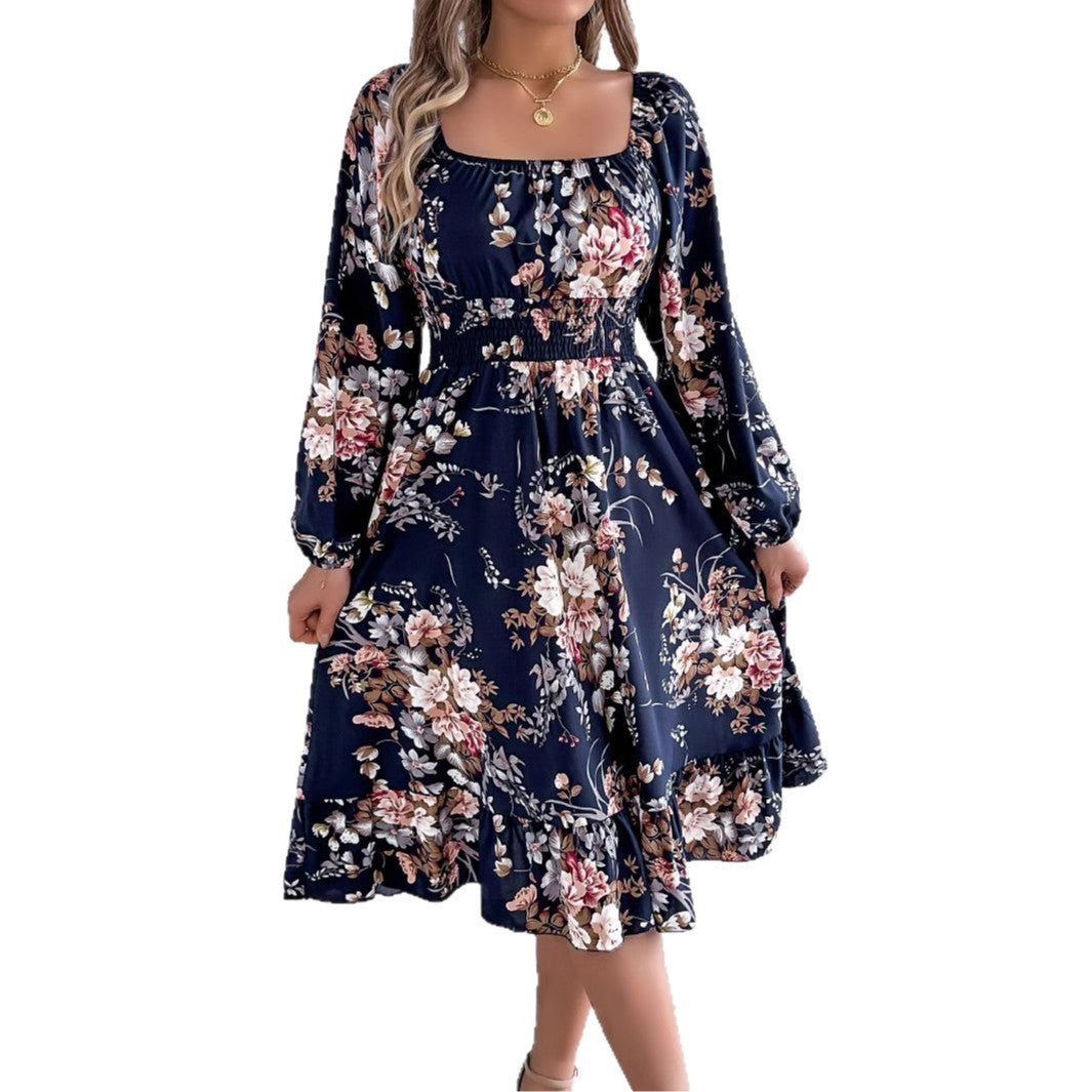 Dame blomstermønster midi kjole Stilla