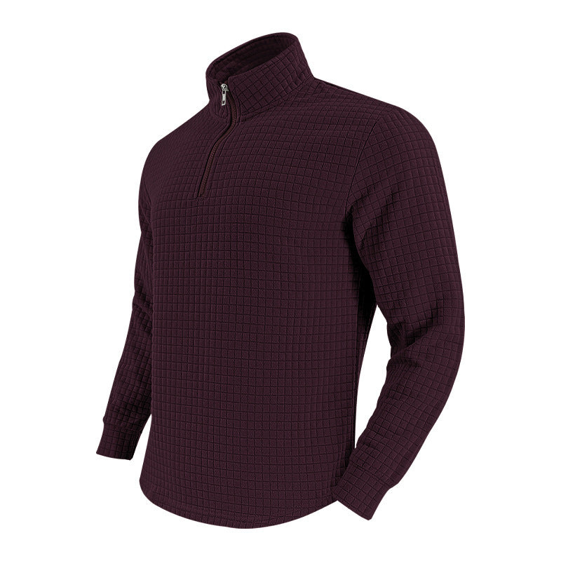 Herrer praktisk ståkrave pullover med lynlås og quiltet design Stilla