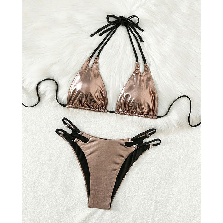Dame trekant-bikini med trendy cut-out og justerbare stropper Skovae