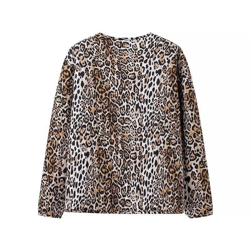 Dame modejakke med leopardmønster og dekorative sløjfer Stilla