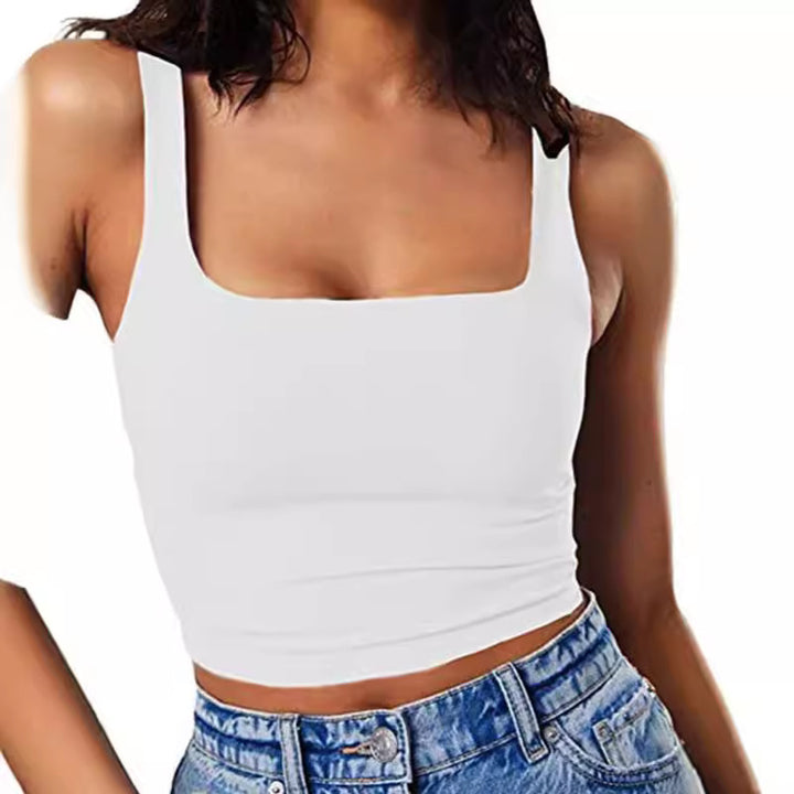 Dame Crop-Top med firkantet udskæring og smal pasform Skovae