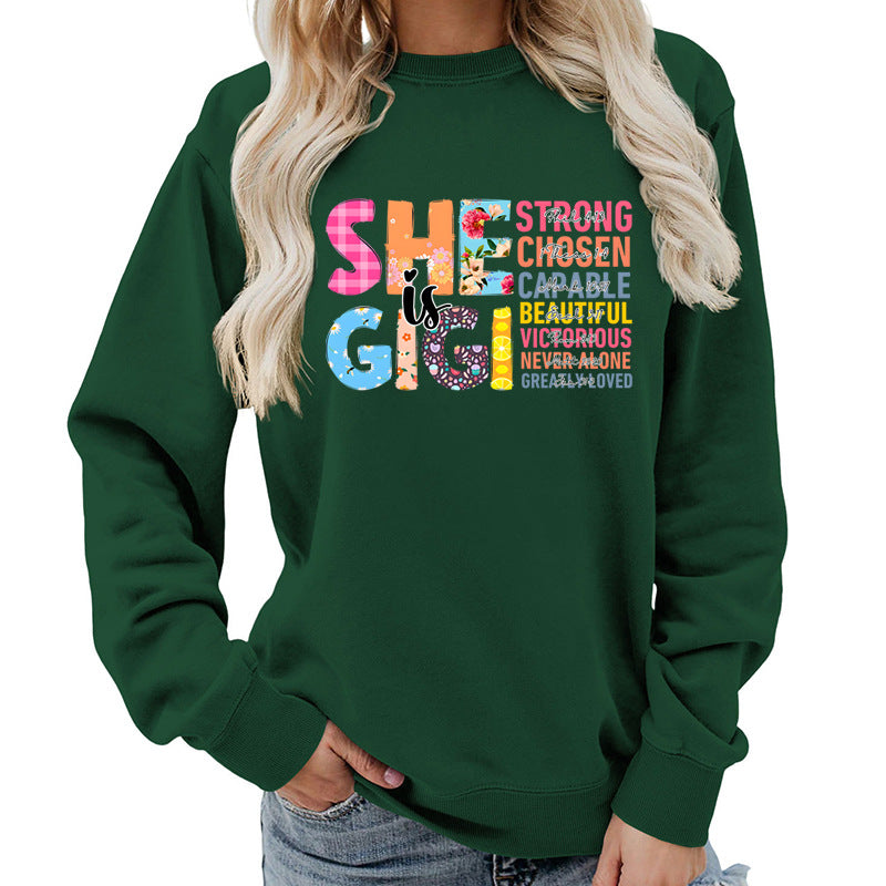 Kvinders sweatshirt med inspirerende tekstdesign Stilla
