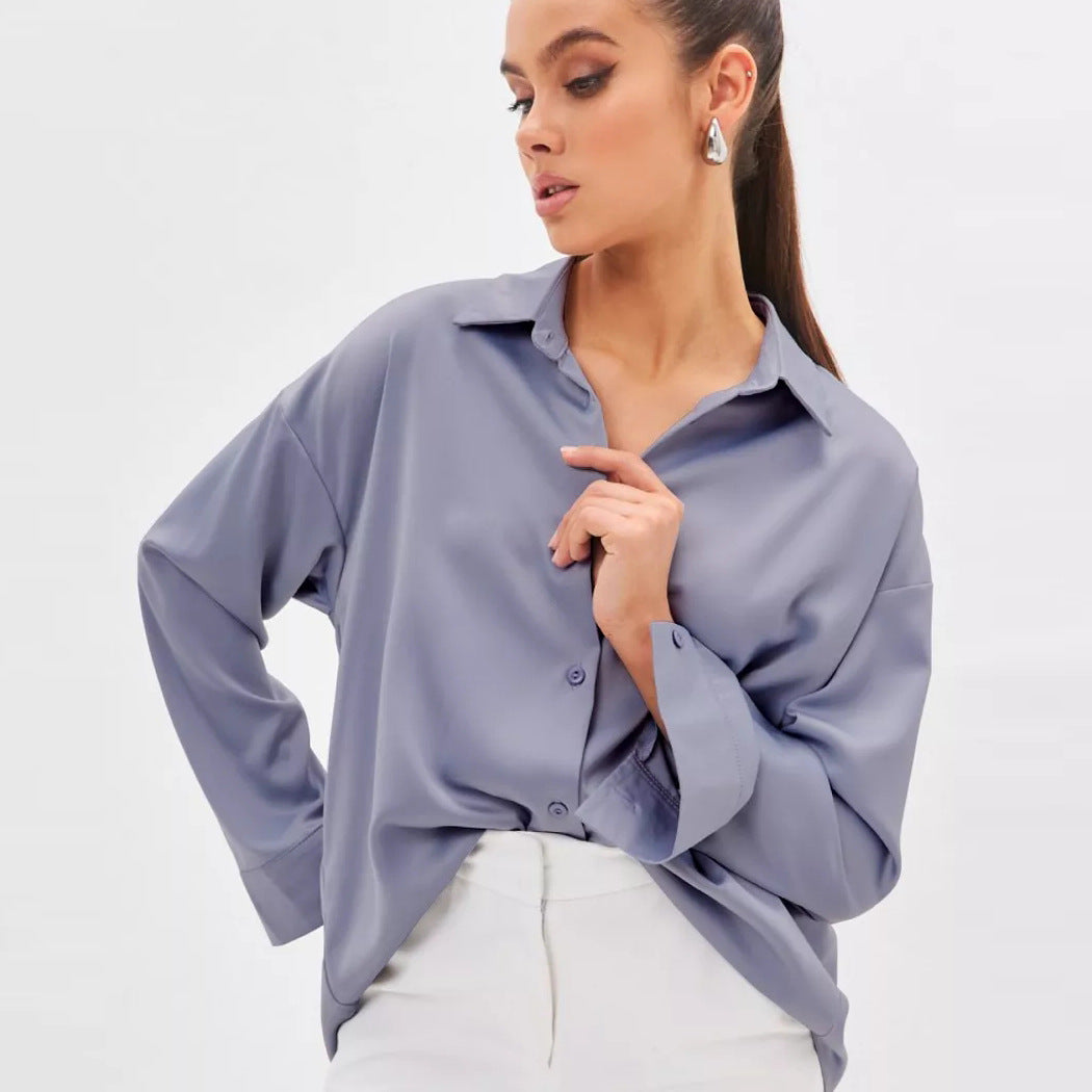 Damer Elegant bluse top lavet af kvalitets satin Stilla