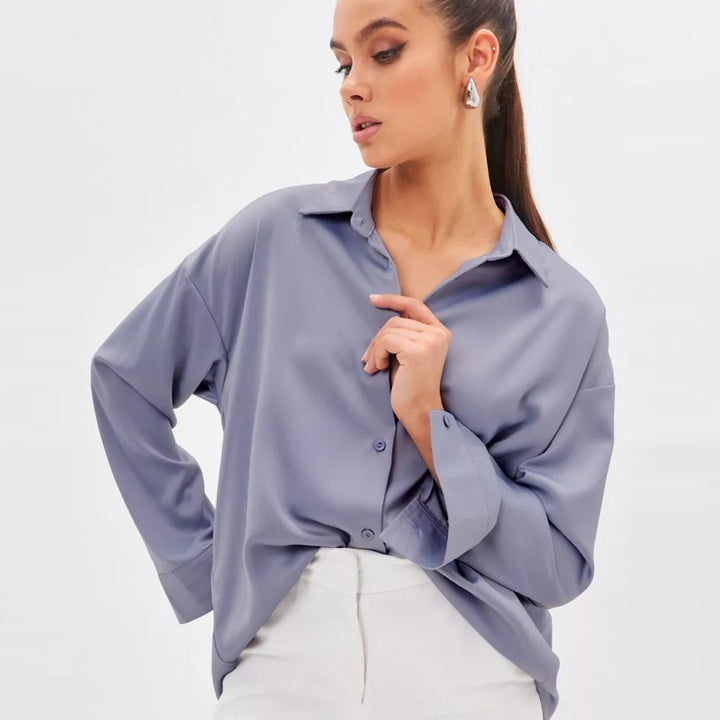 Damer Elegant bluse top lavet af kvalitets satin Stilla