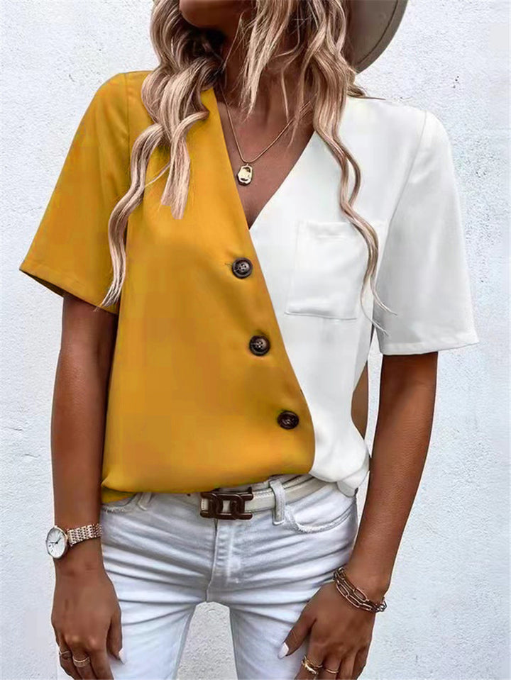 Dame Trendy Bluse med asymmetrisk snit og knapdetalje Stilla