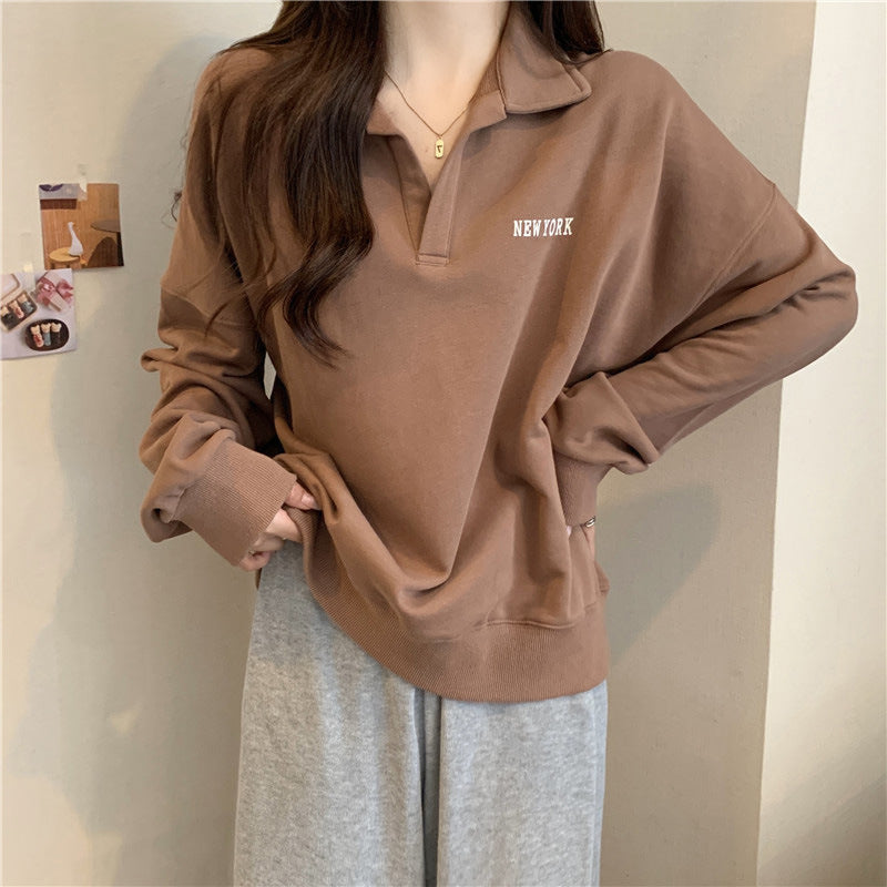 Dame Oversized Polo Stil Sweatshirt med broderet detalje Stilla