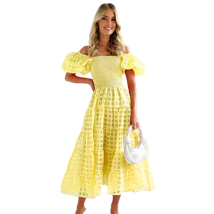 Dame Off-Shoulder Maxikjole med raffineret flæsekonstruktion Stilla
