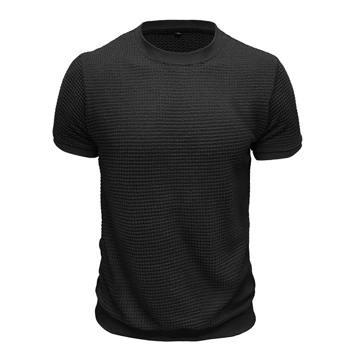 Herrer Rundhalsshirt lavet af struktureret materiale med åndbare egenskaber Stilla