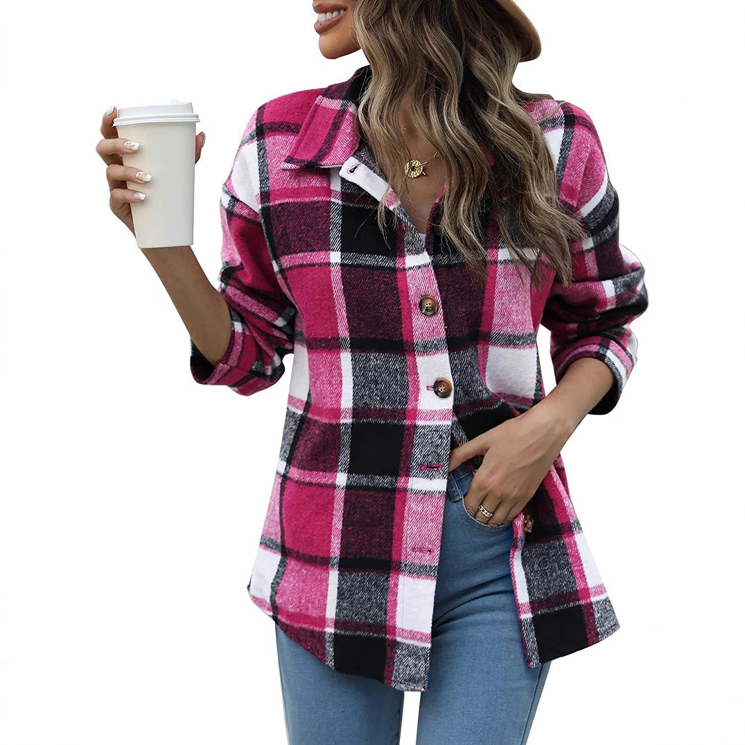 Dame Oversized Flannel Skjorte Stilla