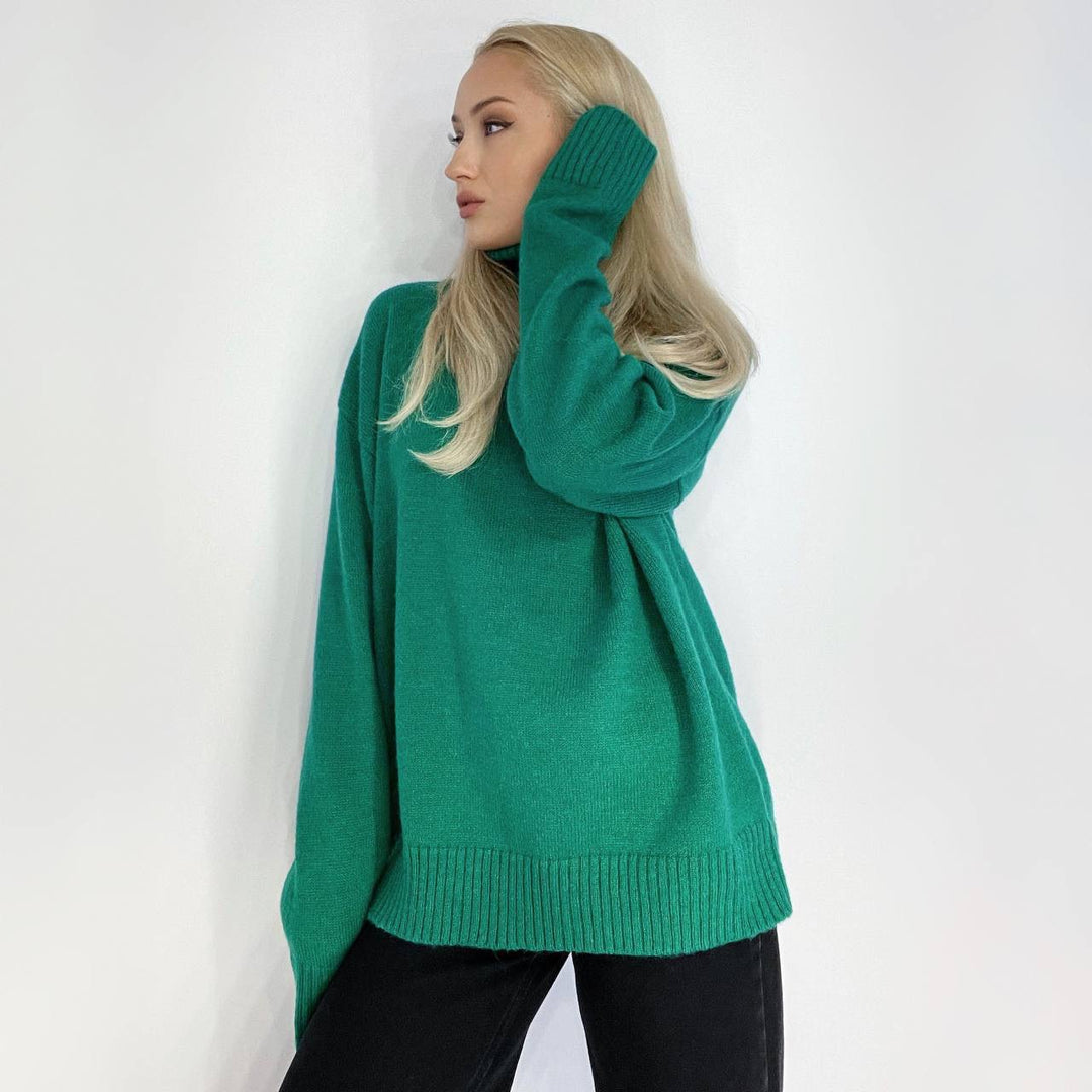 Dame elegant rullekrave sweater i fint strik Stilla