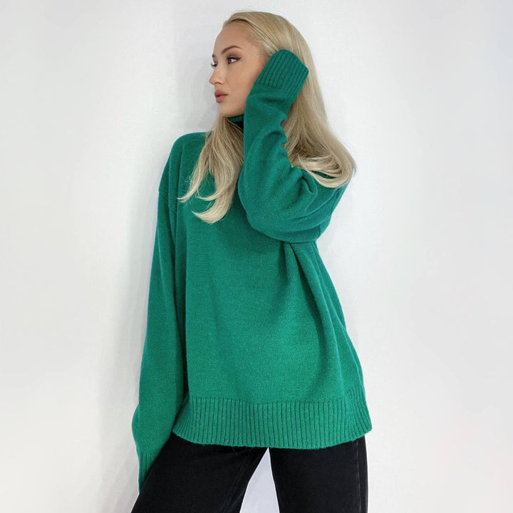 Dame elegant rullekrave sweater i fint strik Stilla