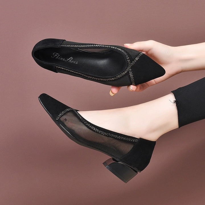 Dame elegante ballerinaer med transparente indsatser og glimmer-accents Stilla