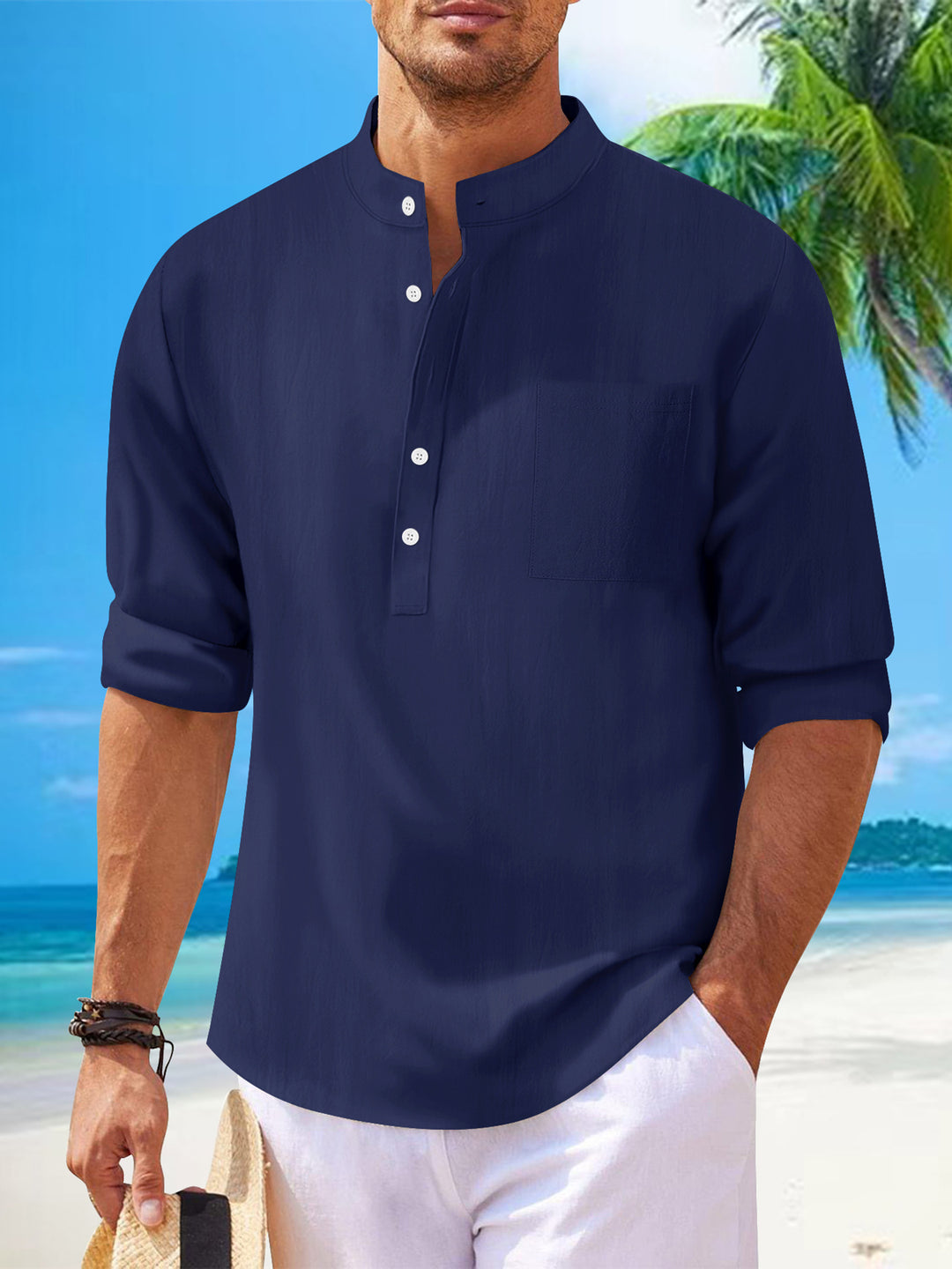 Herrer afslappet linned bluse Stilla