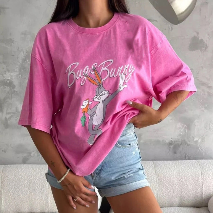 Dame Oversized T-Shirt med nostalgisk Mickey Mouse design Stilla