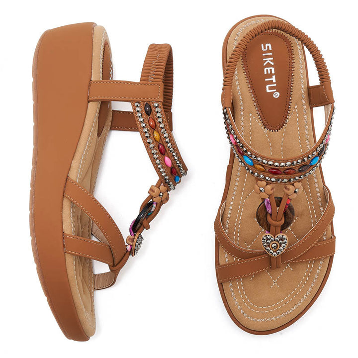 Dame Komfortable Wedge sandaler med dekorative accenter Stilla