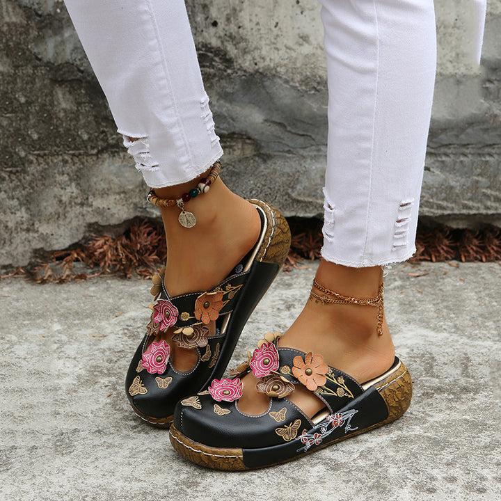 Dame Komfortable Clogs med Blomsterdekor og Ergonomisk Sål Stilla