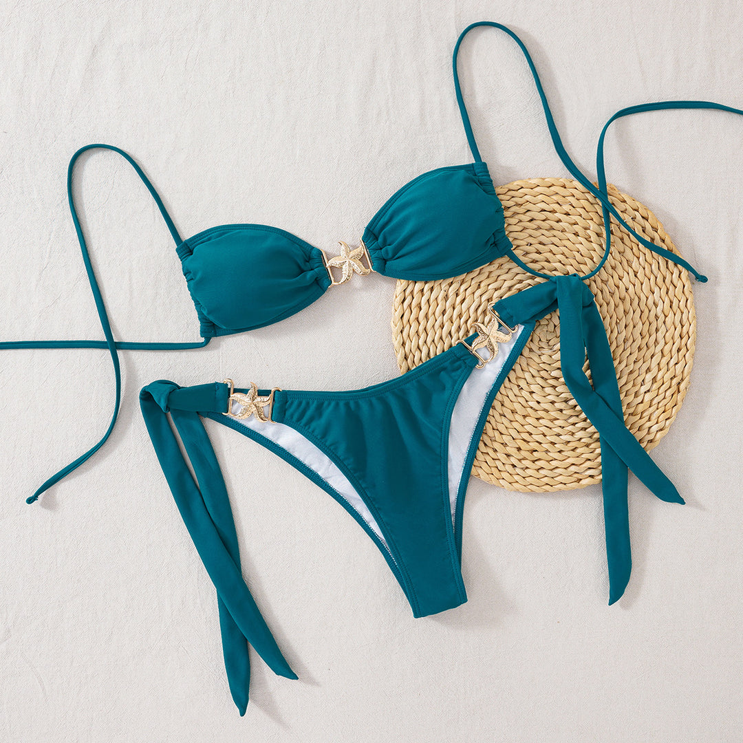 Dame Push-Up Bikinic med glamorøs guld-detalje Skovae