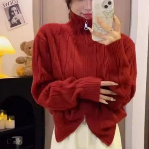 Dame Fashionable Chunky Strik Sweater med Høj Krave Stilla