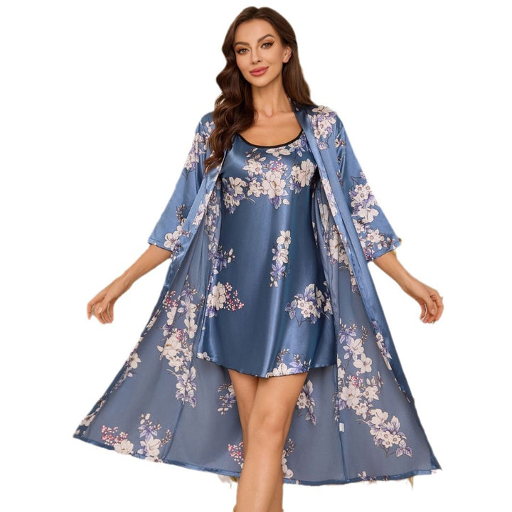 Femme Floral Satin Nattøj Sæt Stilla