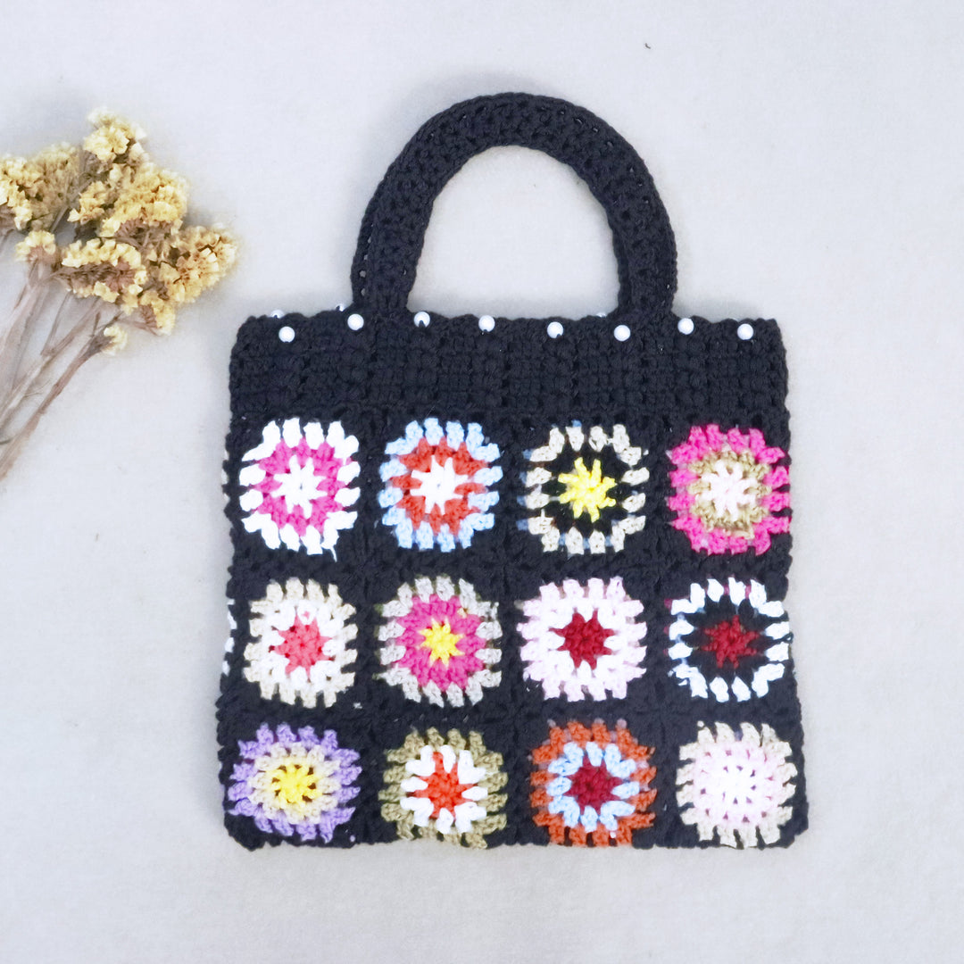 Dame hæklede taske i farverigt Granny-Square-design Stilla