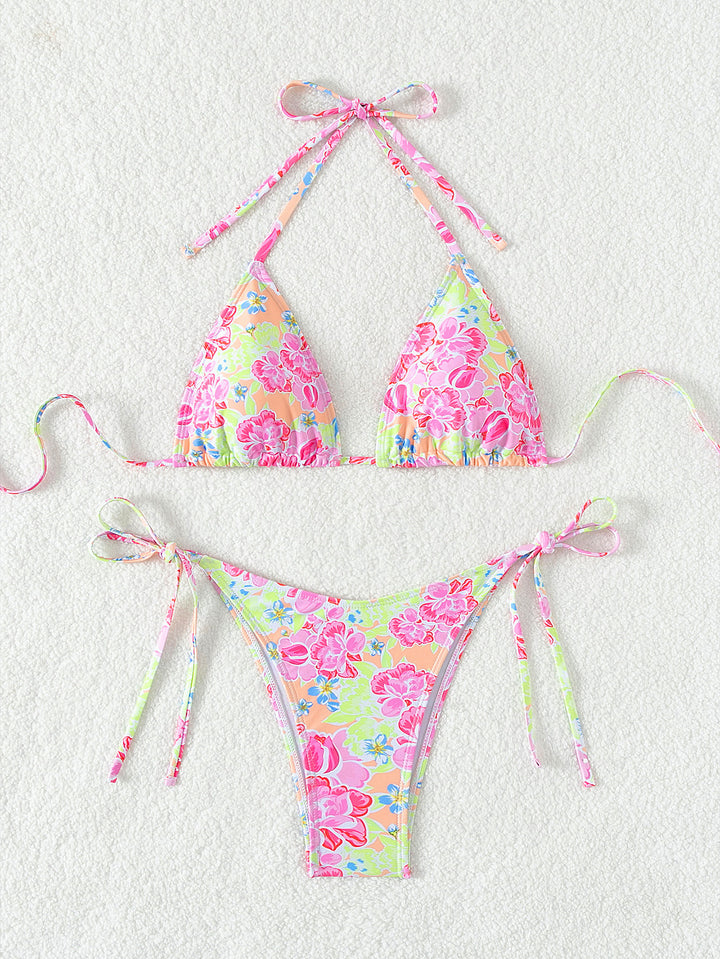 Dame triangel-bikini med legende palmeprint Skovae