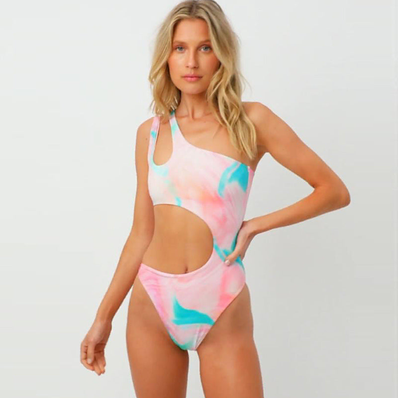 Dame Énhedsbadedragt med innovativt cut-out og asymmetrisk design Skovae
