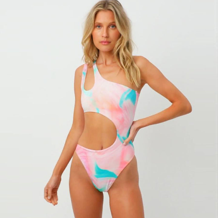 Dame Énhedsbadedragt med innovativt cut-out og asymmetrisk design Skovae