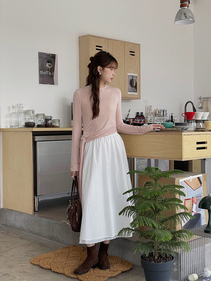 Dame Longsleeve Shirt med elegant rund halsudskæring og figursyet snit Stilla