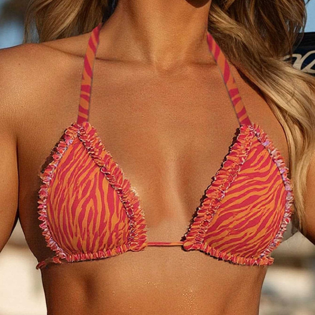 Dame triangel-bikini med frynsede accenter Skovae