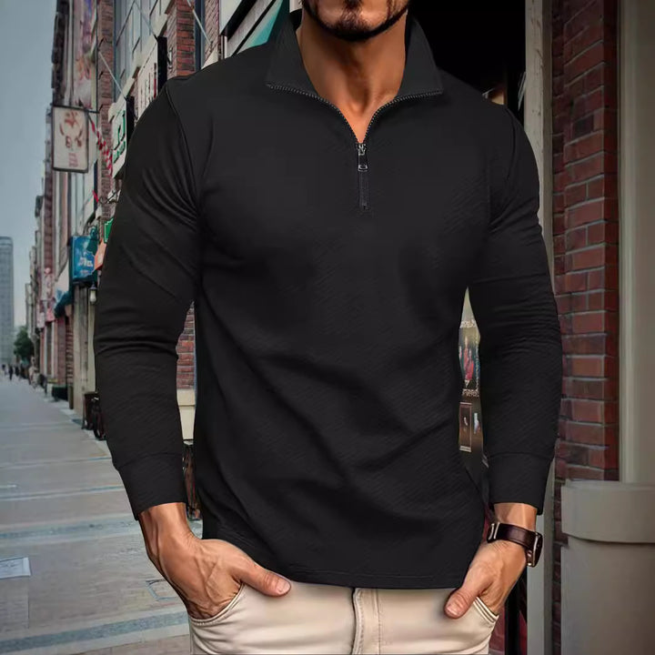Herrer Sportiv Langærmet T-shirt med lynlås og afslappet pasform Stilla