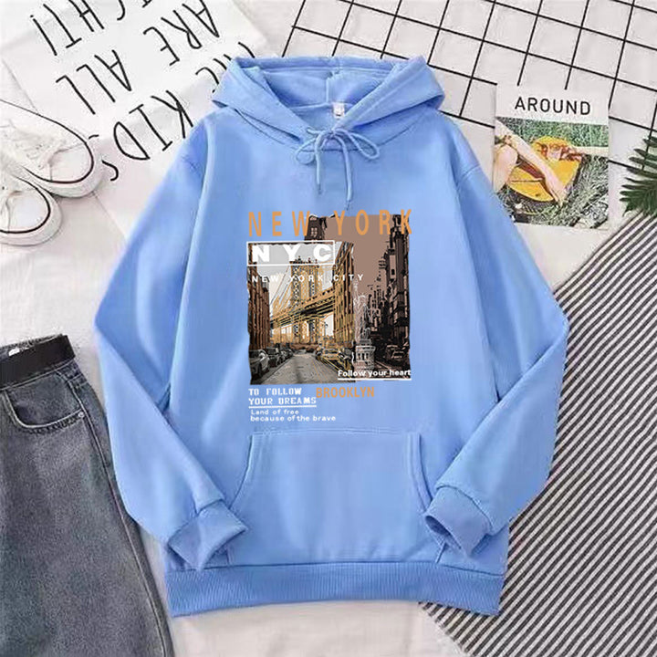 Kvinder hoodie med stilfuldt New York tryk Skovae