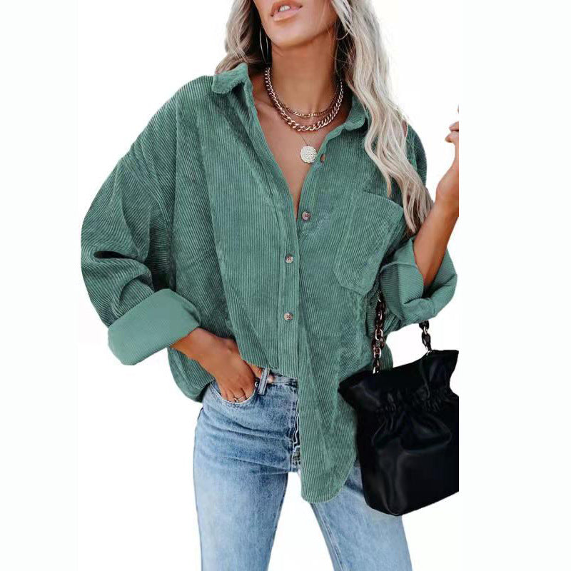 Dame Cord-Skjorte i afslappet oversized-snit Stilla