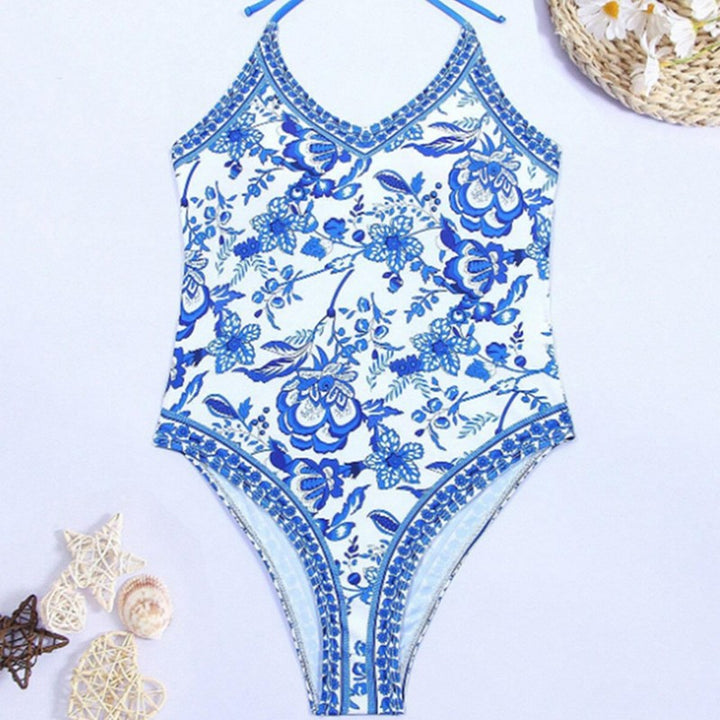 Dame éntedeler badedragt med blomsterprint og racerback stropper Stilla