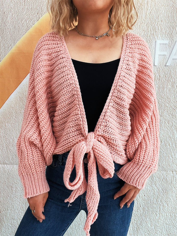 Kvinders afslappede strikket cardigan med trendy bånd og oversized pasform Stilla
