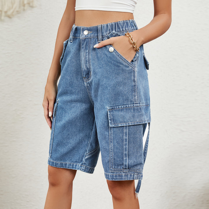 Dame Cargo-shorts med høj talje og praktiske sidelommer Stilla