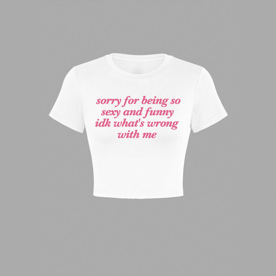 Dame Kortærmet Crop-T-Shirt med sjovt skrifttryk Skovae