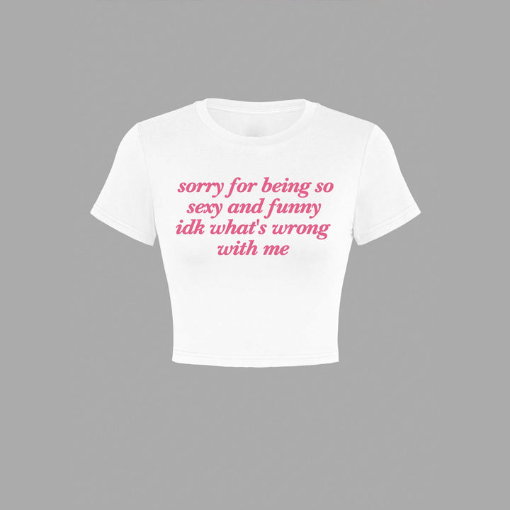 Dame Kortærmet Crop-T-Shirt med sjovt skrifttryk Skovae