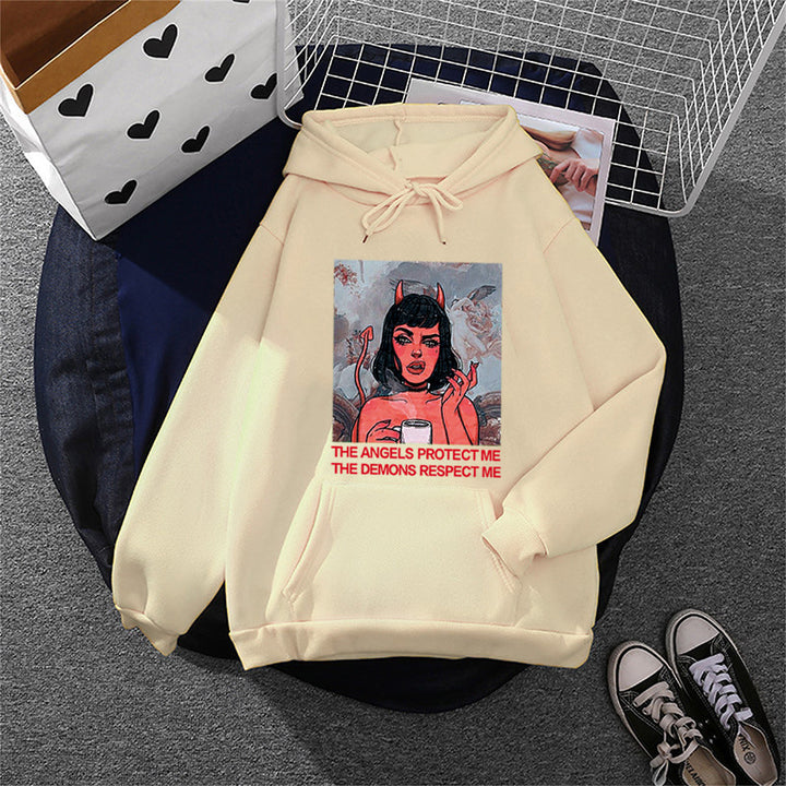Kvindernes hoodie med kreativt grafisk print Stilla
