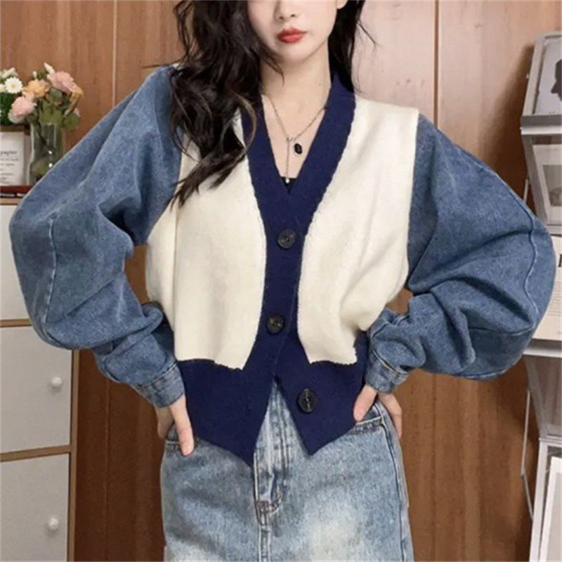 Femme Stilfuld Farveblok Strikcardigan Stilla