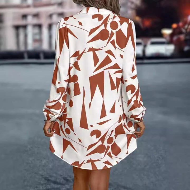 Dame skjortekjole med moderne geometrisk print Stilla
