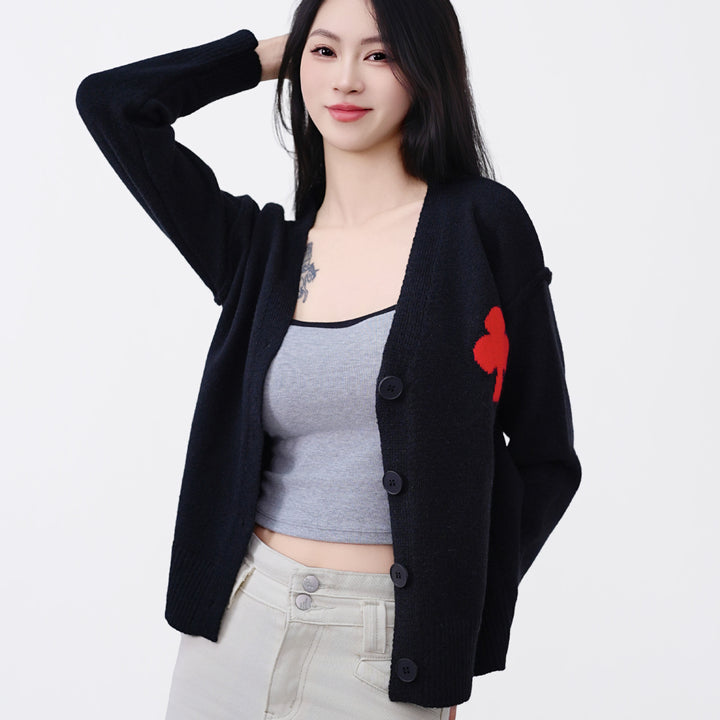 Femme Casual V-Udskæring Knap-Cardigan Stilla