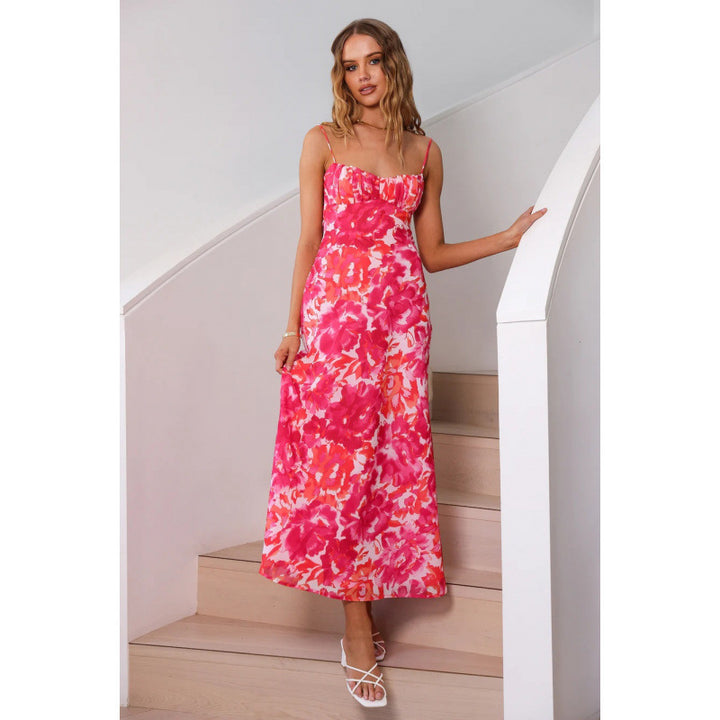 Femme A-linje Floral Maxi Kjole Stilla