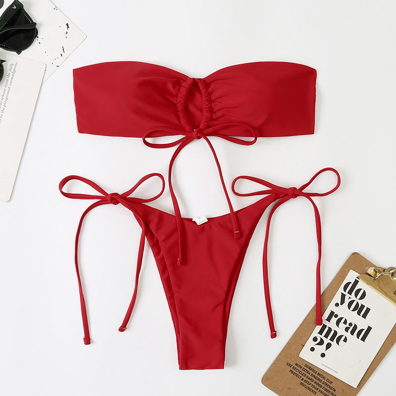 Dame Bandeau-Bikini-sæt med justerbare stropper og høj udskæring Stilla