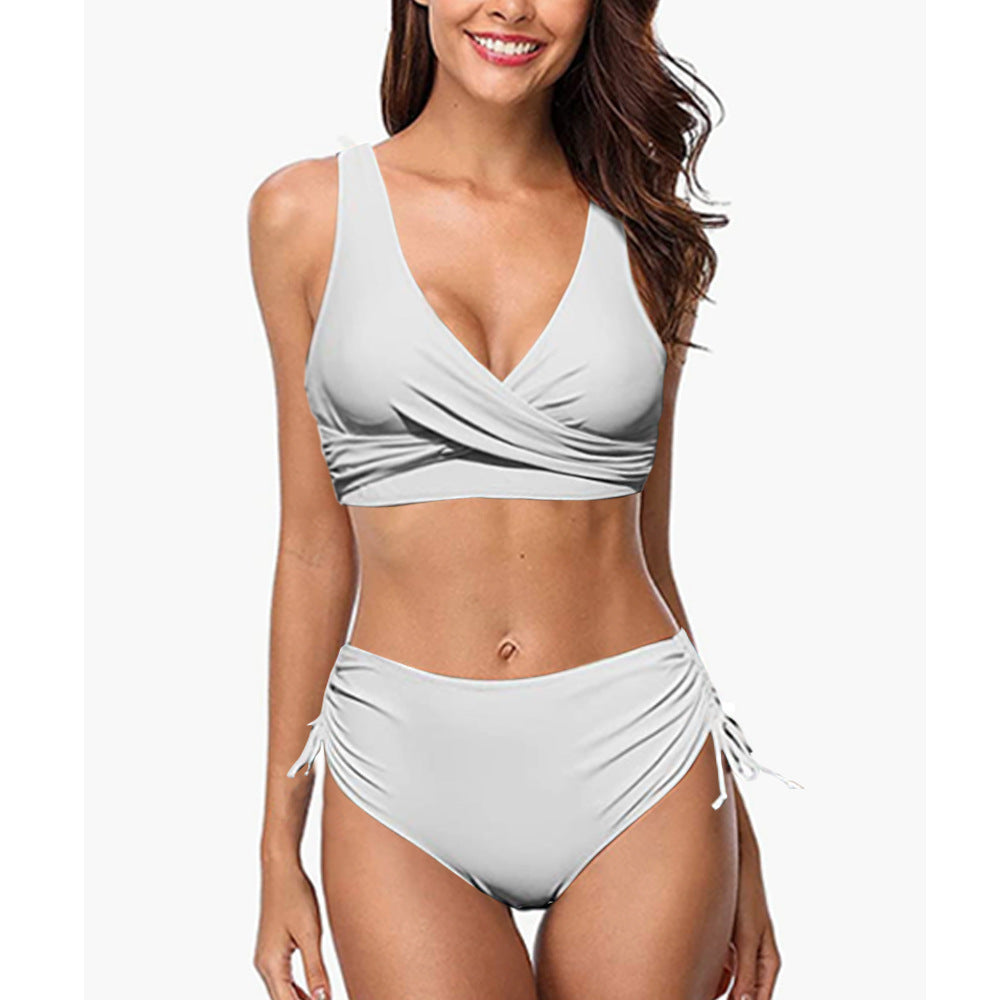 Dame Crop Top Bikini-sæt med raffineret indpakningsdesign og justerbare sider Stilla