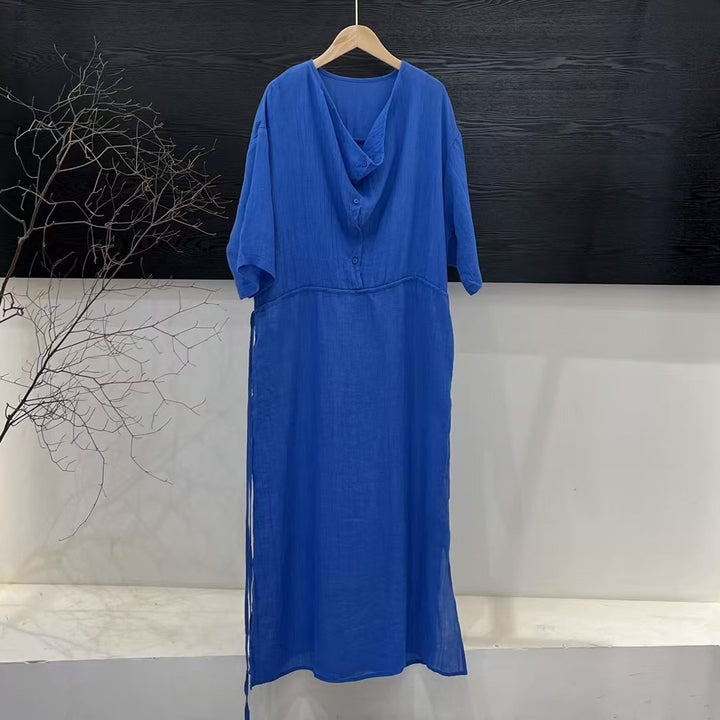Femme Let Maxi-Kjole med Stilfuld Båndkrave Stilla
